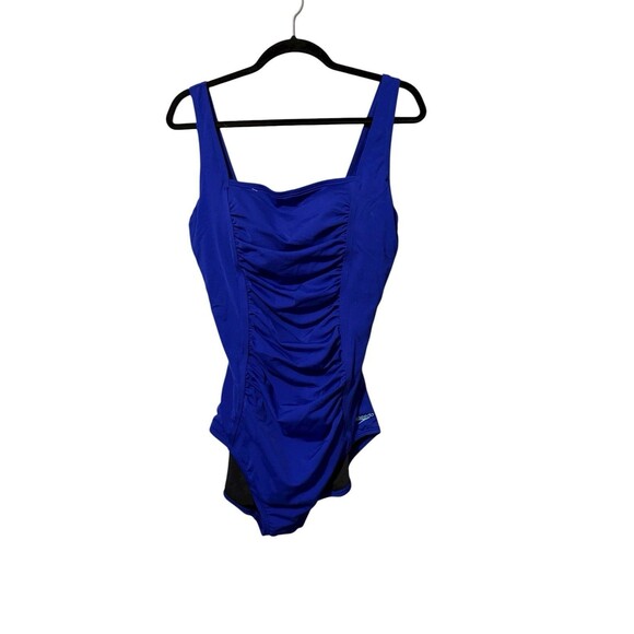 Speedo Shirred Tank Endurance+ One Piece Swimsuit New Size 16 Blue - Picture 1 of 7